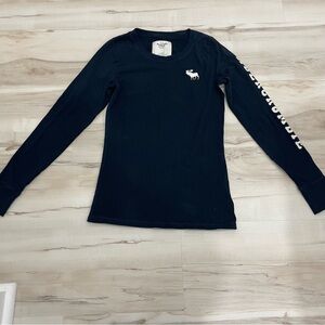 Abercrombie Kids Girls' navy Long Sleeve Logo Tee